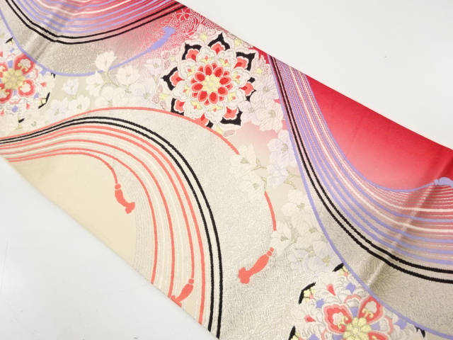 アンティーク　華紋に組紐模様織り出し袋帯（材料）